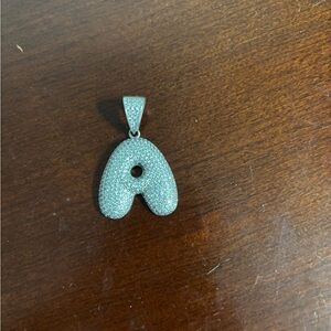 Silver A Initial Bubble Pendant
